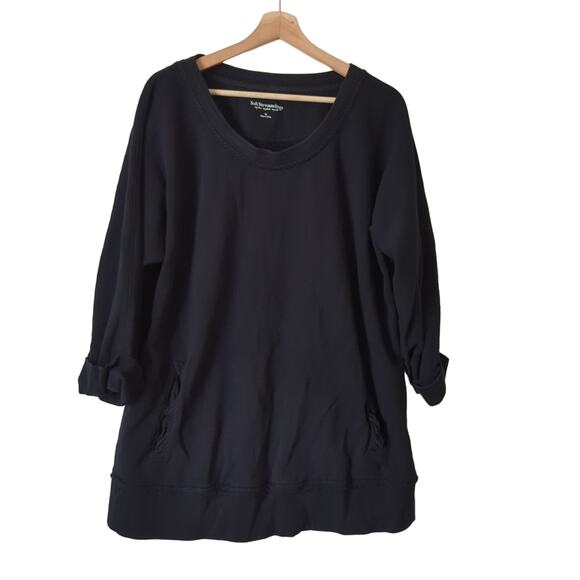 Soft Surroundings Sweater Black Peruvian Style Ruffle Pockets Womens Top 1X - Picture 1 of 6